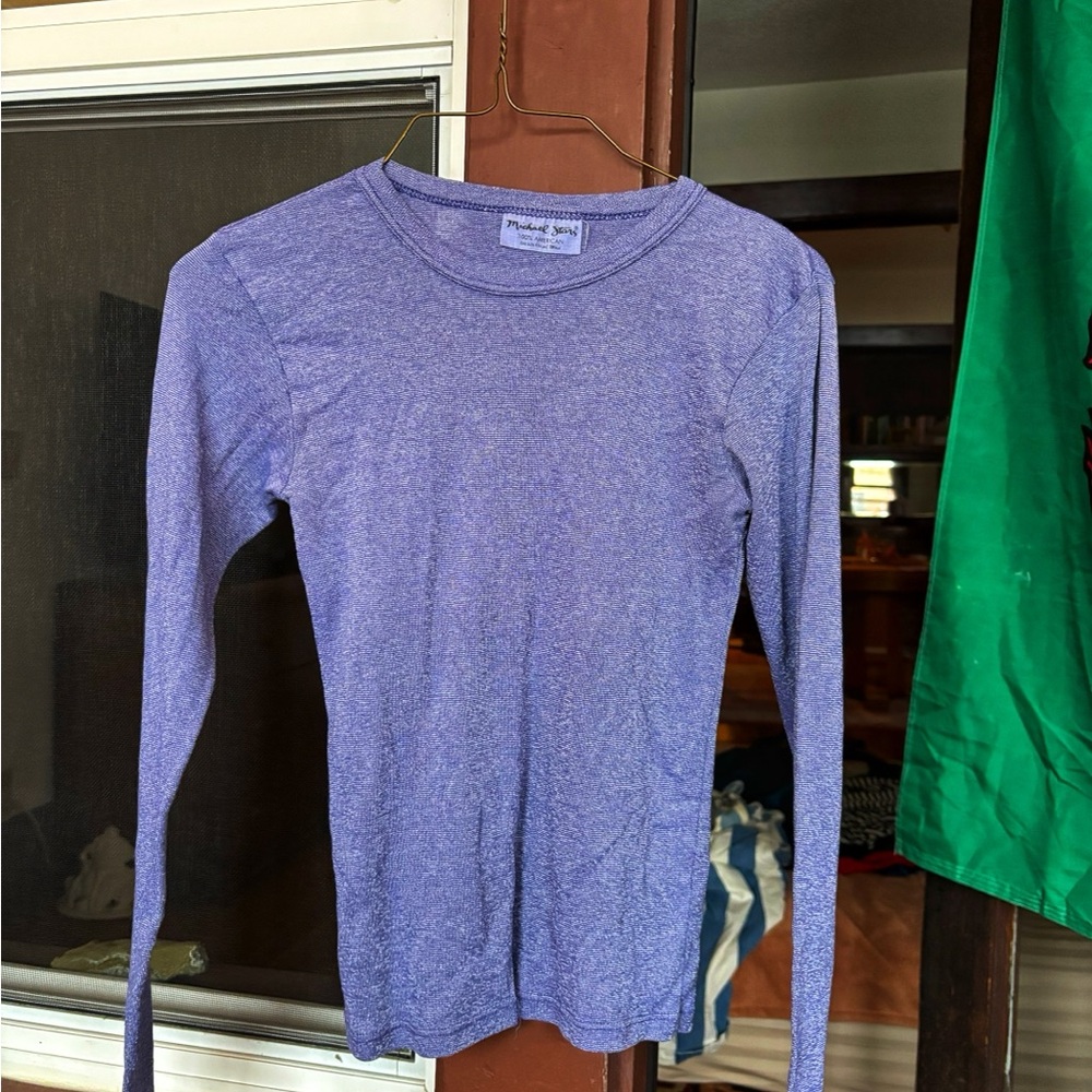 Michael Stars Blue Sparkly Long Sleeve Top